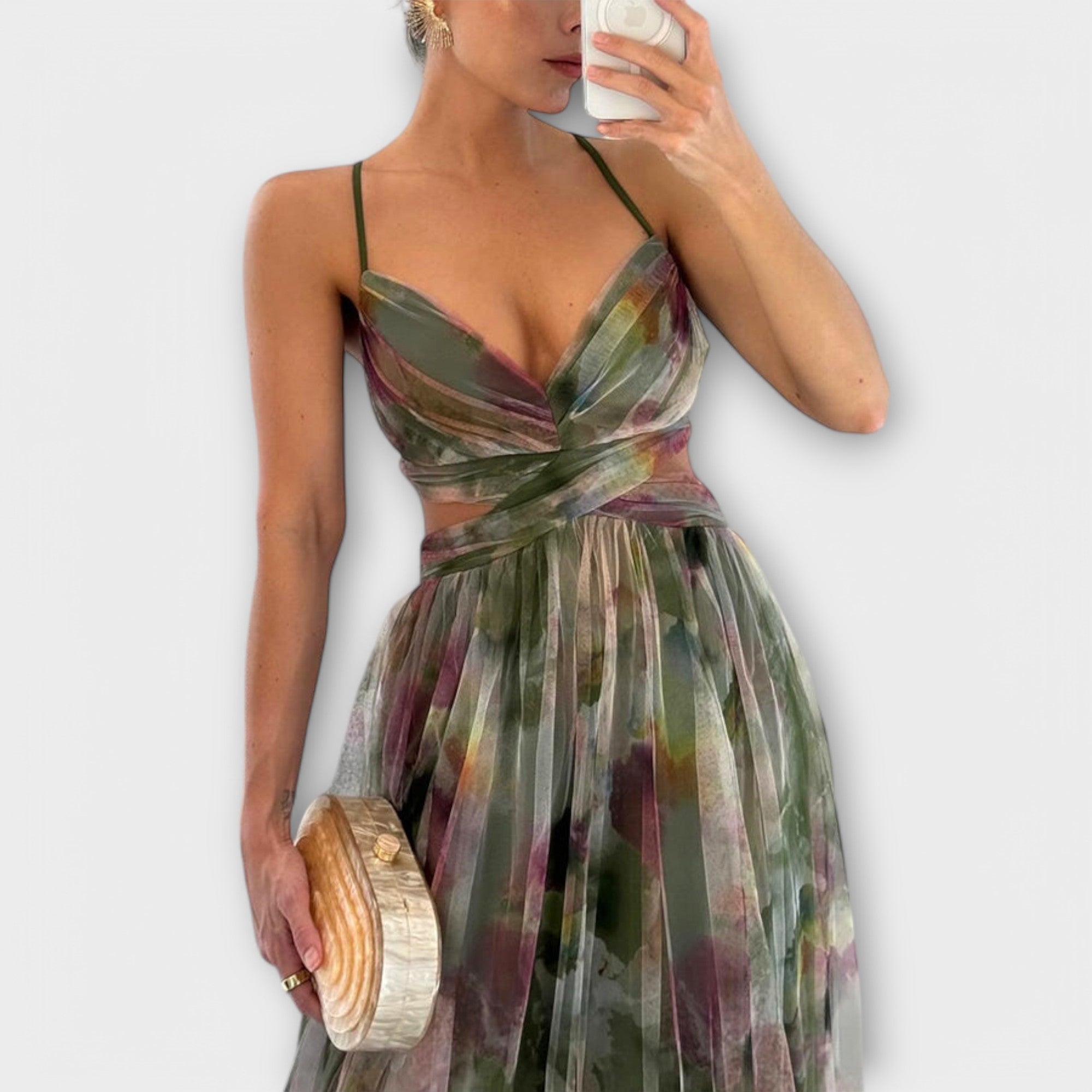 Annai Mesh Maxi Dress - Elegant and Figure-Hugging