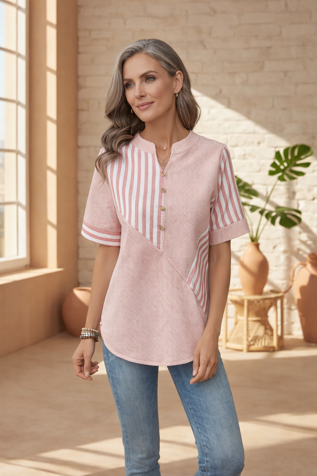 Talia - Elegant Striped Blouse