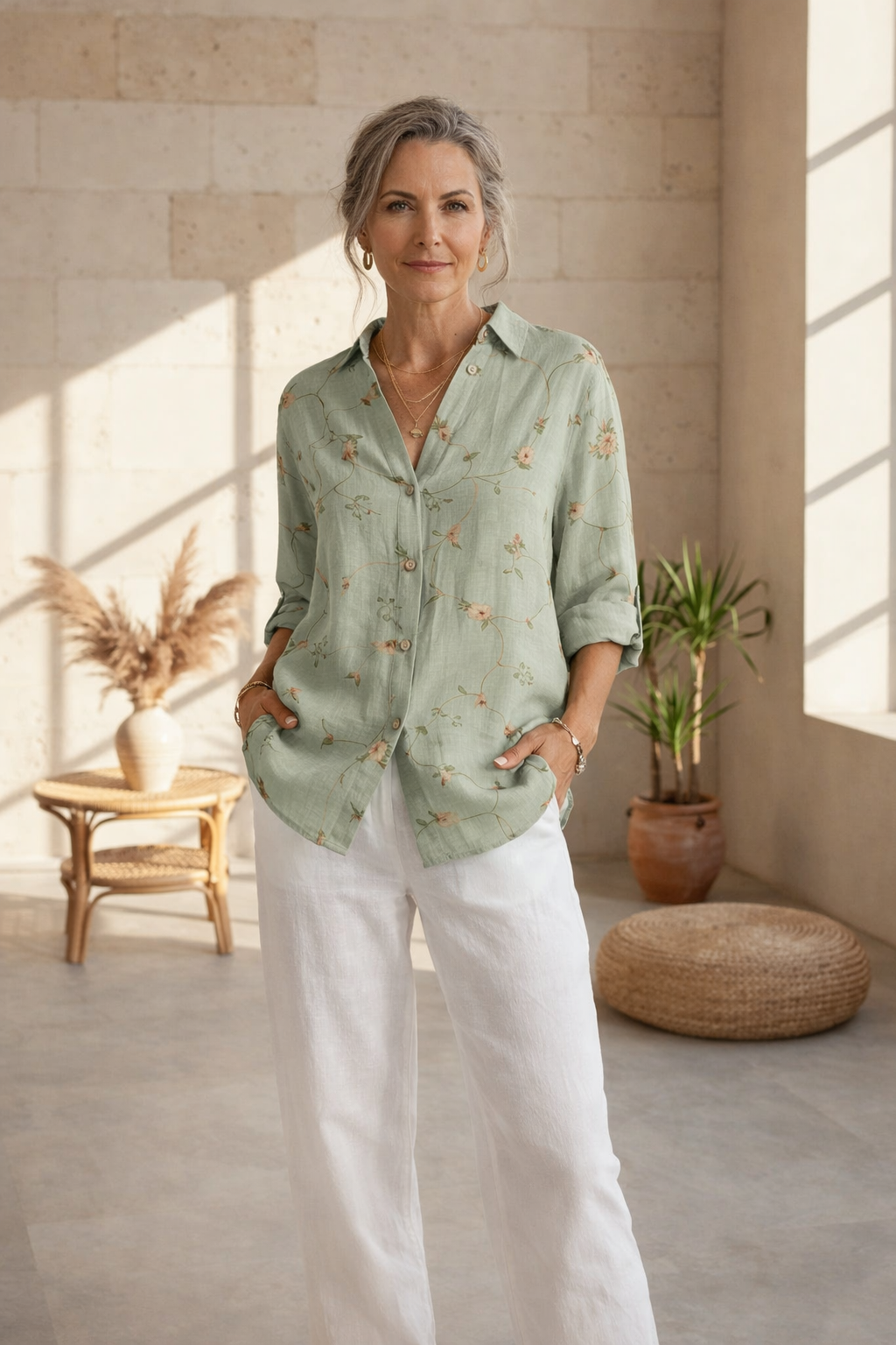 Roseline - Printed Button-Up Shirt