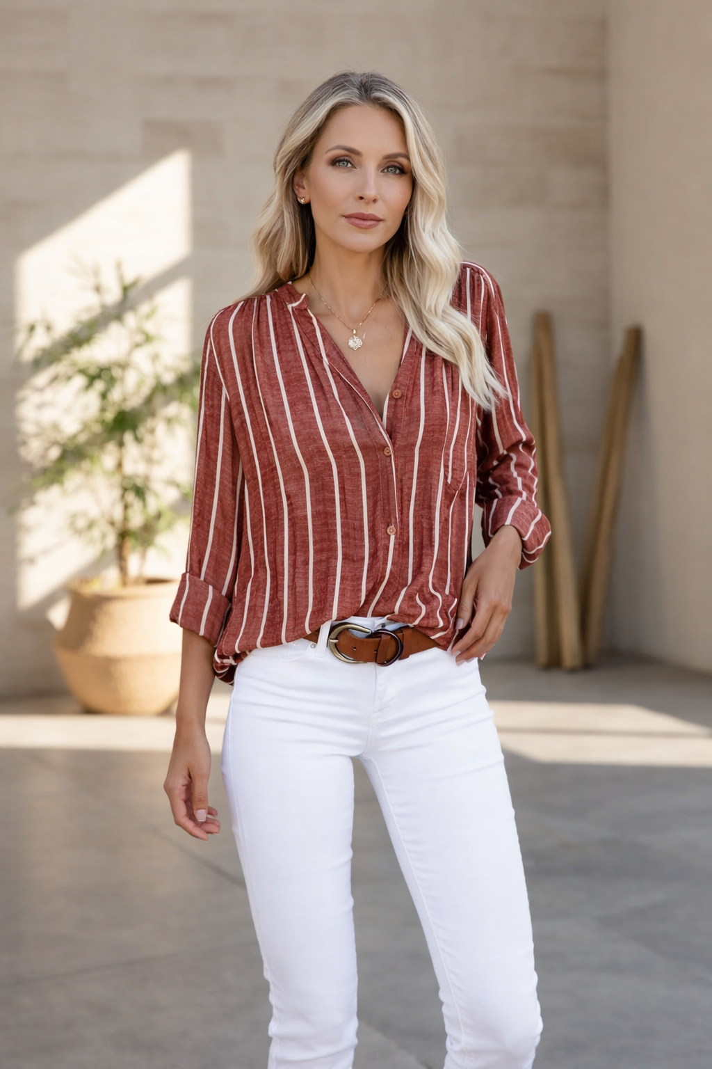 Lavendria - Striped Casual Blouse
