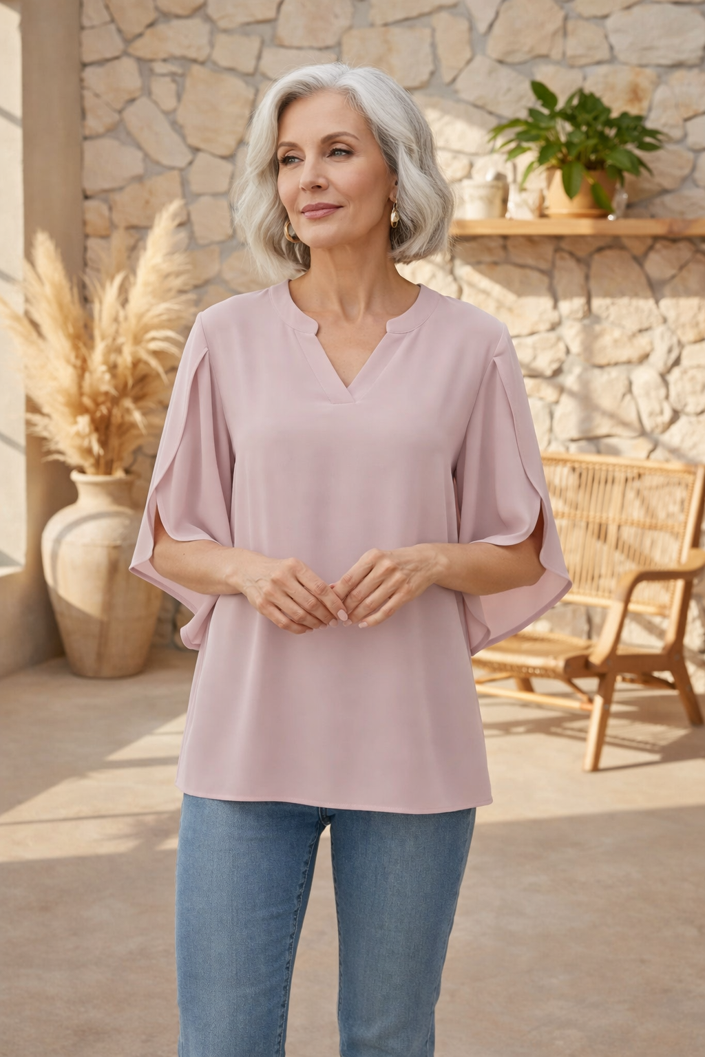 Katelina - Elegant V-Neck Top
