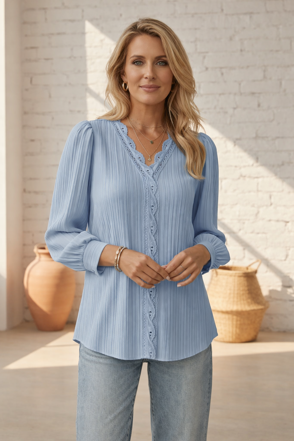Kalea - Elegant Pintuck Blouse
