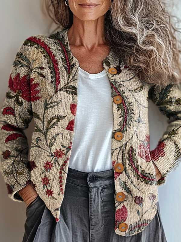 Cardigan floral élégant inspiré de la nature Freya