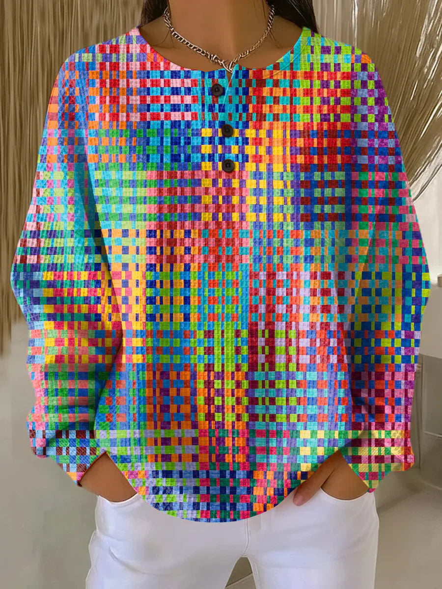 Rosa | Pull en maille avec motif tartan coloré