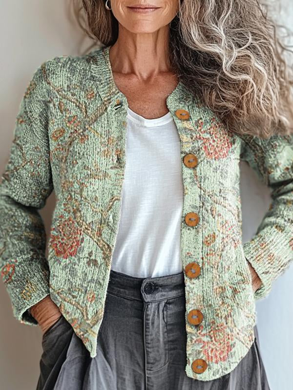 Cardigan inspiré de la nature avec motif botanique Quinn