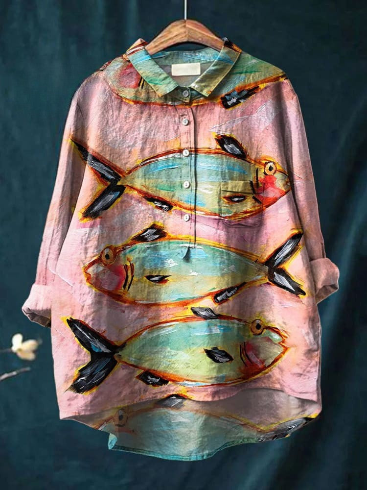 Lena | Chemise artistique à motif poisson