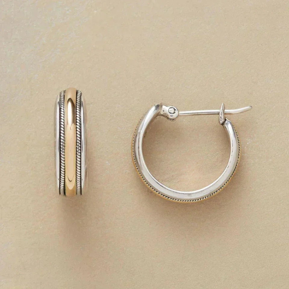 Boucles d'oreilles en argent vintage Golden Line