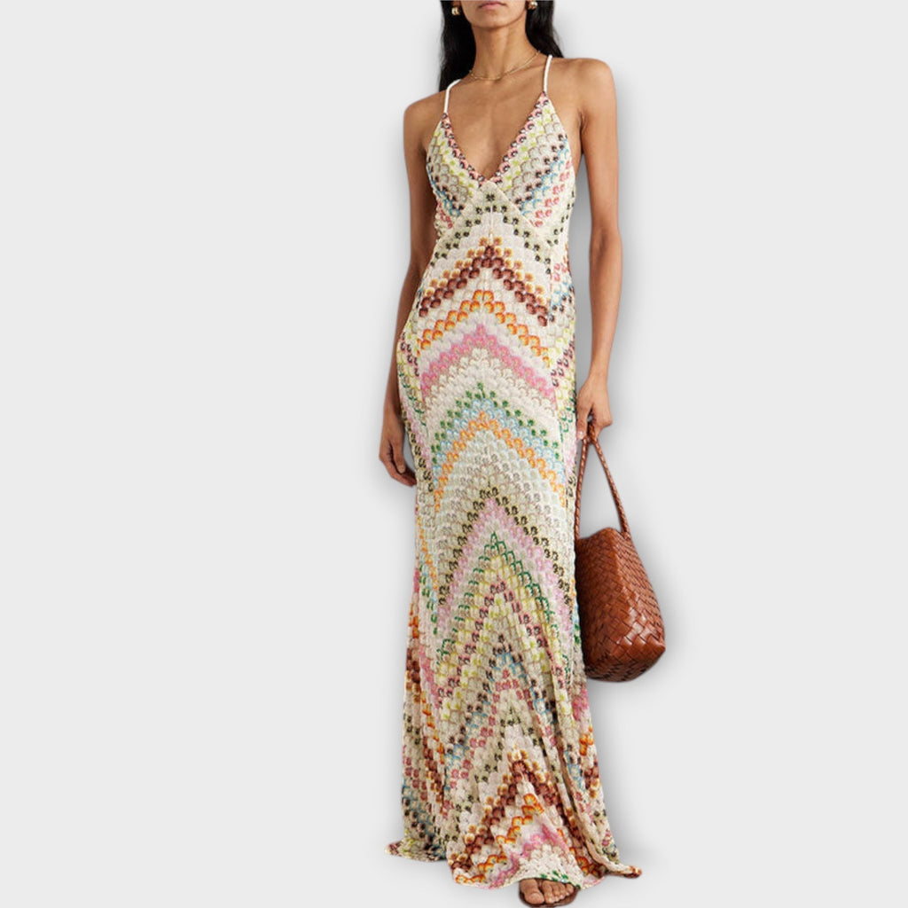 Remi - Missoni Colorful Herringbone Pattern Maxi Dress