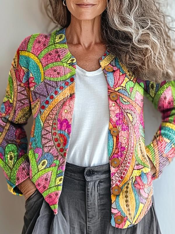 Cardigan chic Stella avec motif artistique