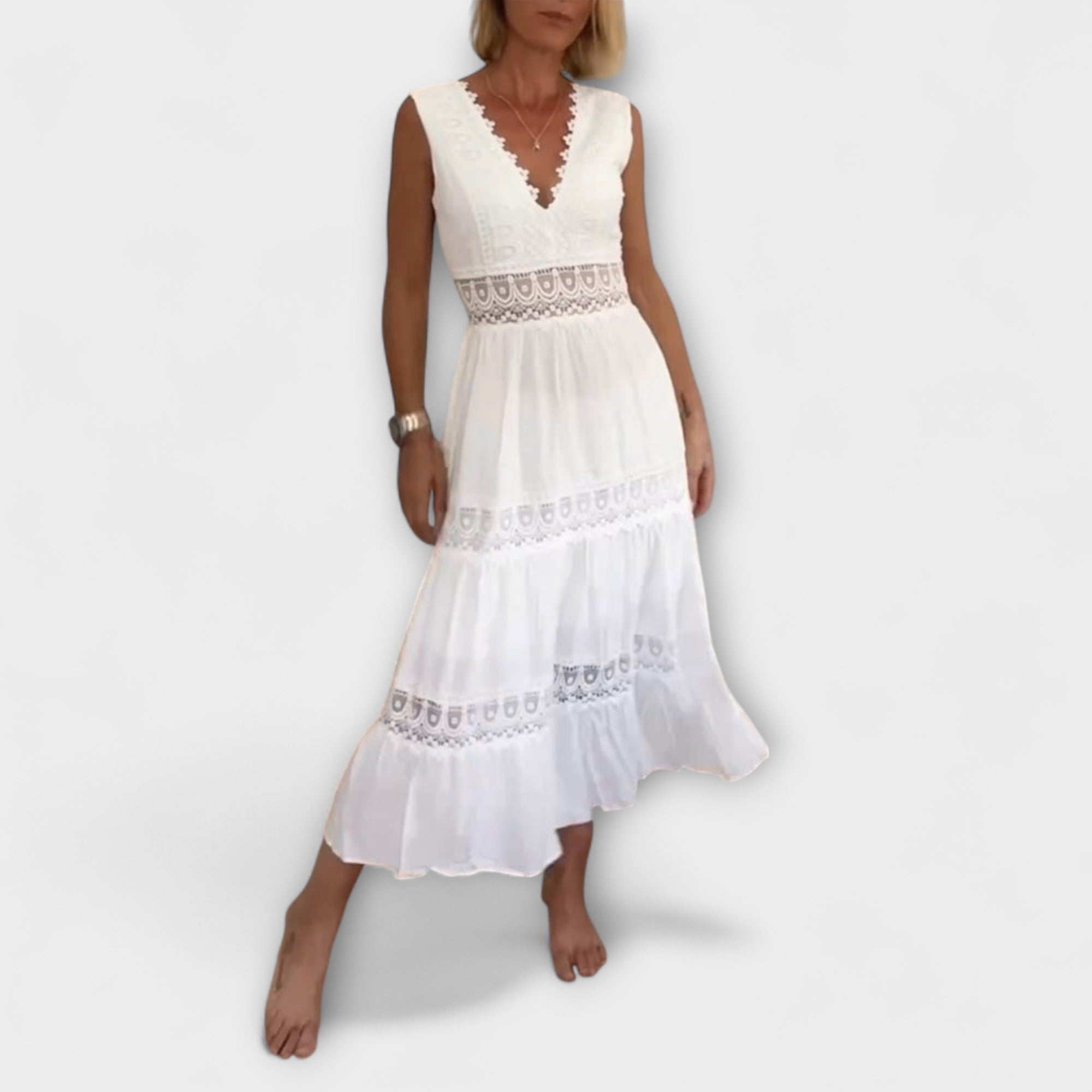 Aurélie - Elegant V-Neck Lace Dress