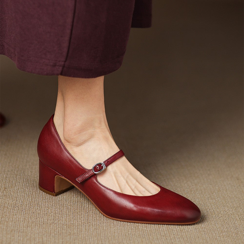 Corinne Leather Round-Toe Mary Jane