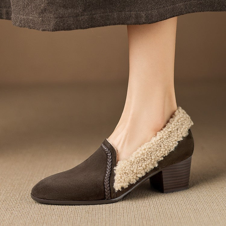 Caldena Shearling Leather Heels
