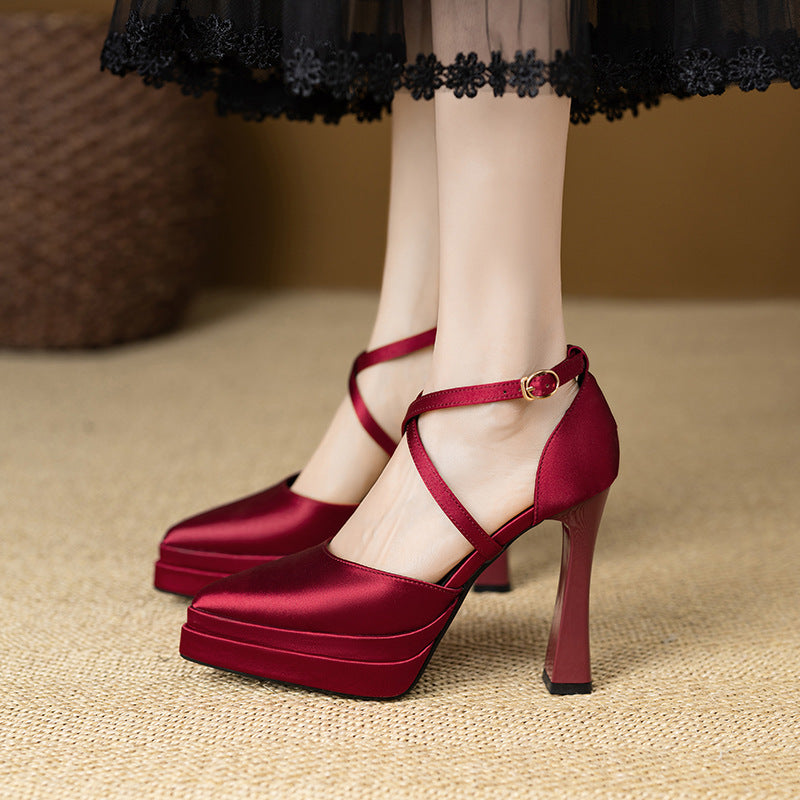 Aure Cross-Strap Platform Heels
