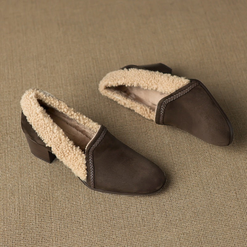 Caldena Shearling Leather Heels