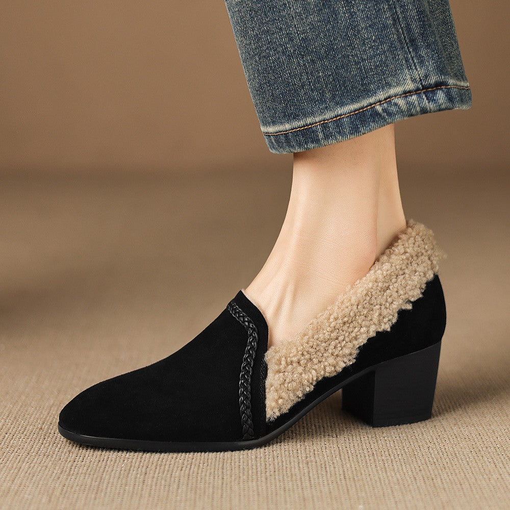Caldena Shearling Leather Heels