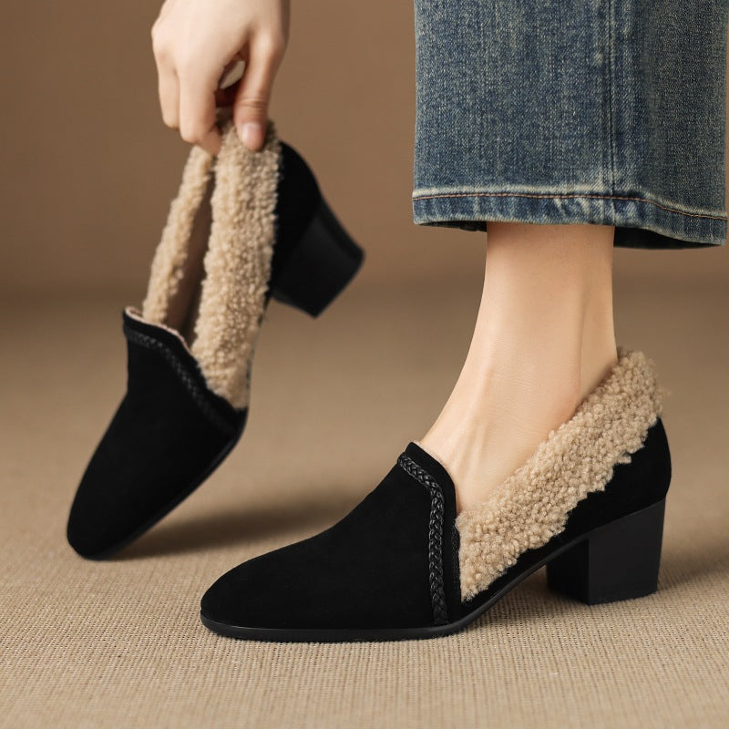 Caldena Shearling Leather Heels