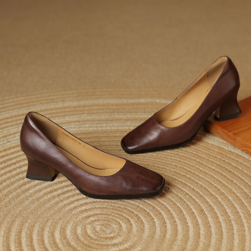 Oriel Leather Square Pumps