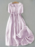 Isla Midi Dress - Elegant Cotton-Linen Comfort for Women