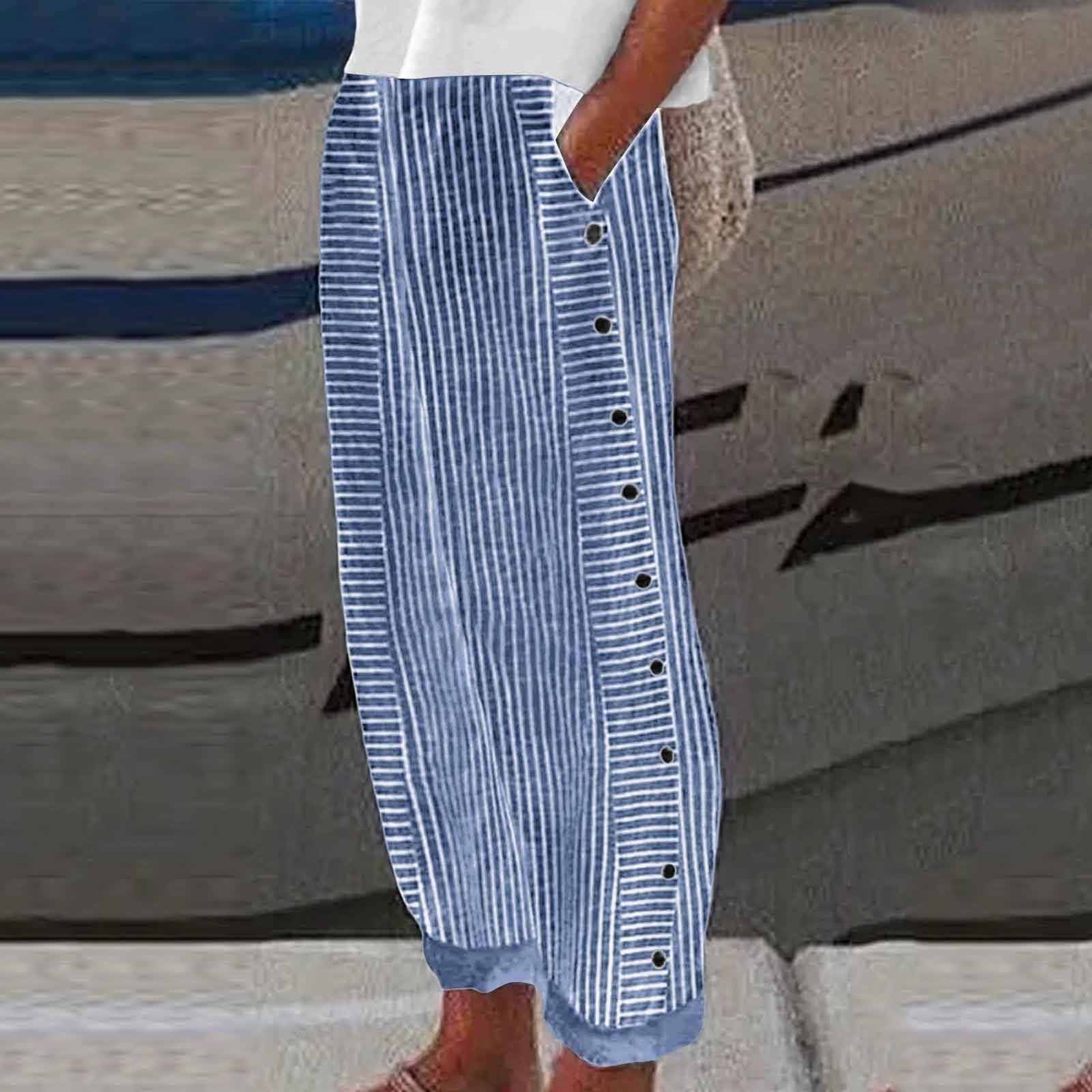 GRACE | Striped Button-Accent Trousers