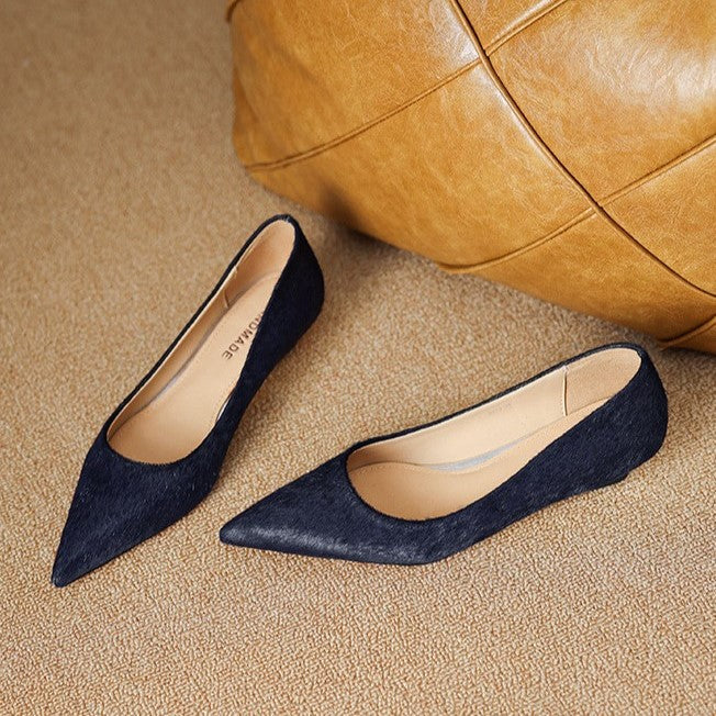 Marcele Haircalf Low-Heel Wedges