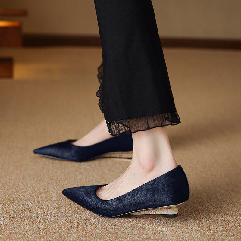 Marcele Haircalf Low-Heel Wedges