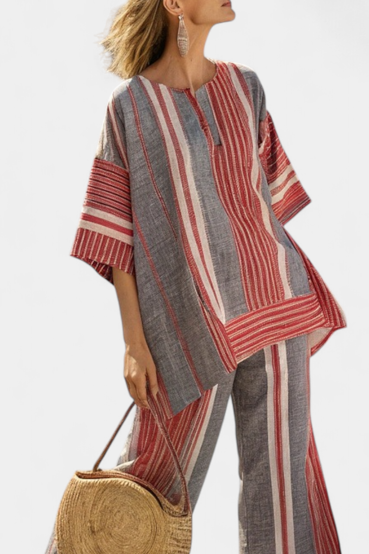 Celestina - elegant grey and wide-leg trousers