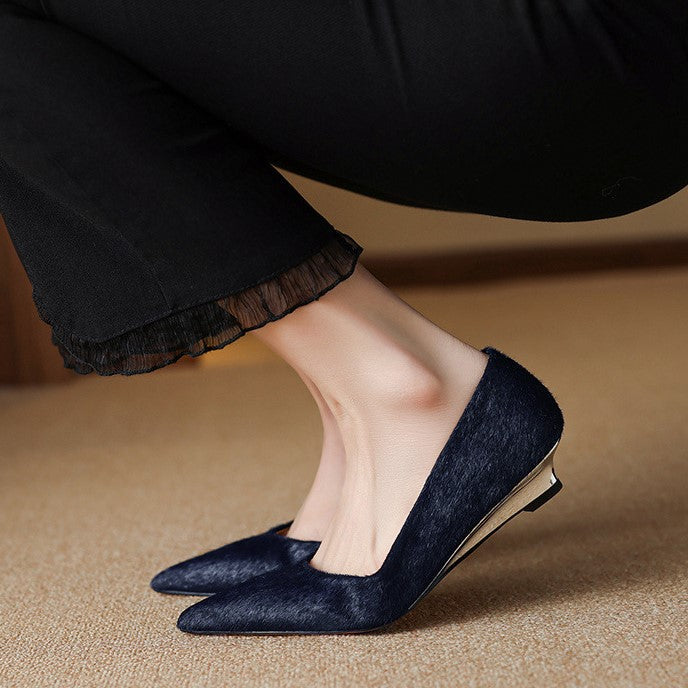 Marcele Haircalf Low-Heel Wedges