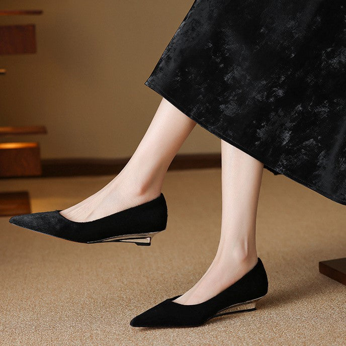 Marcele Haircalf Low-Heel Wedges