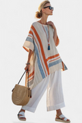 Loredana – sophisticated asymmetric blouse and wide-leg linen trousers