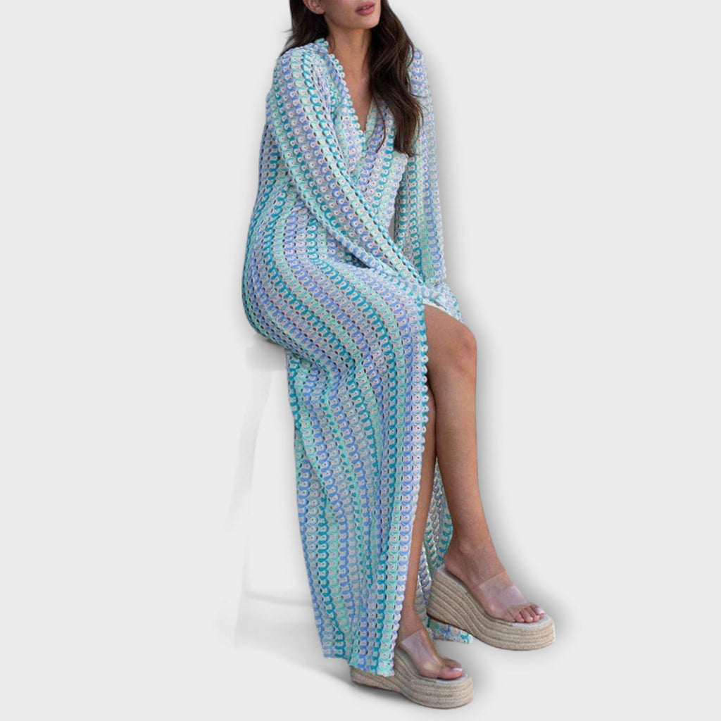 Elina – Maxi Dress with V-Neck and Vacation Flair
