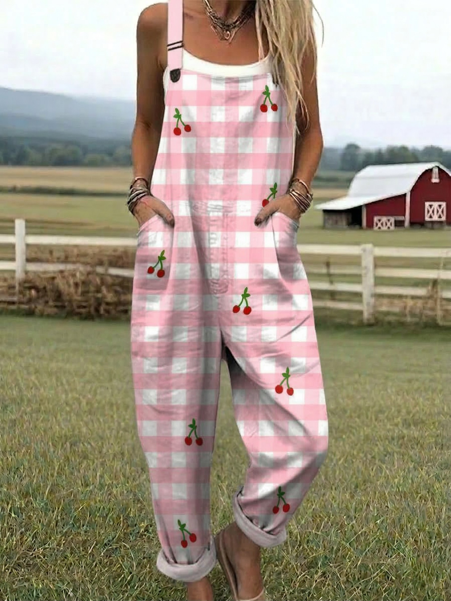 Fie | Cherry Gingham Jumpsuit