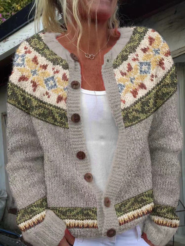 Cardigan en laine islandaise vintage automne