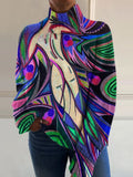 Retro Abstract Knit Turtleneck Sweater - Stylish Comfort for Men & Women