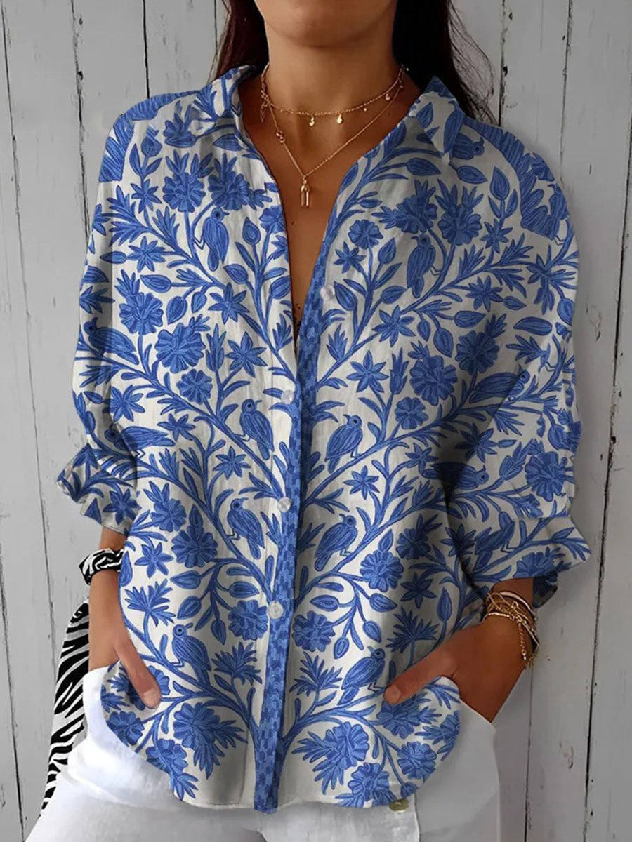 Frederikke | Blouse de jardin bleue