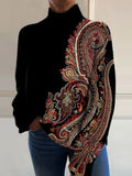 Retro Pattern Knit Turtleneck Sweater - Stylish Comfort for Men & Women