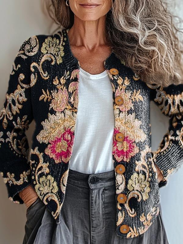 Cardigan Floral Brodé Chic Celeste