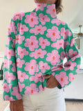 Women's Sweater - Cozy Floral Knit Turtleneck for Stylish Warmth