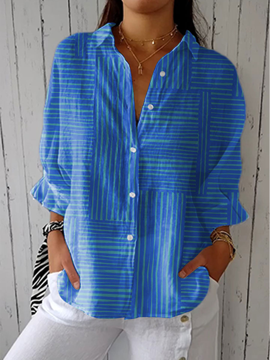 Féline | Blouse à rayures azur