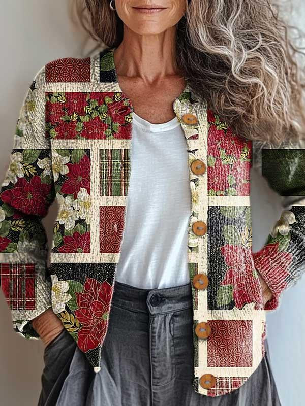 Cardigan patchwork festif de Noelle