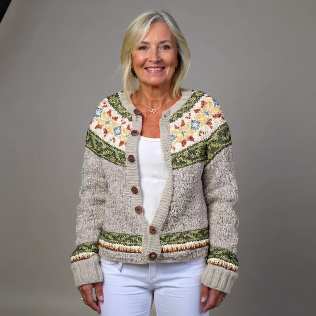 Cardigan en laine islandaise vintage automne