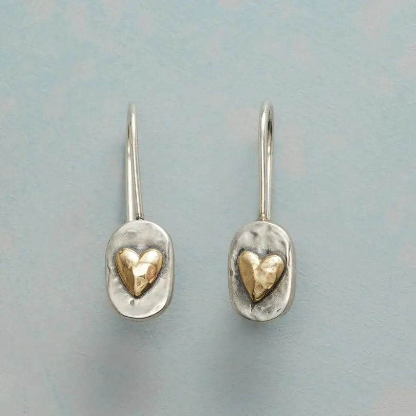 Boucles d'oreilles cœur d'or en argent vintage