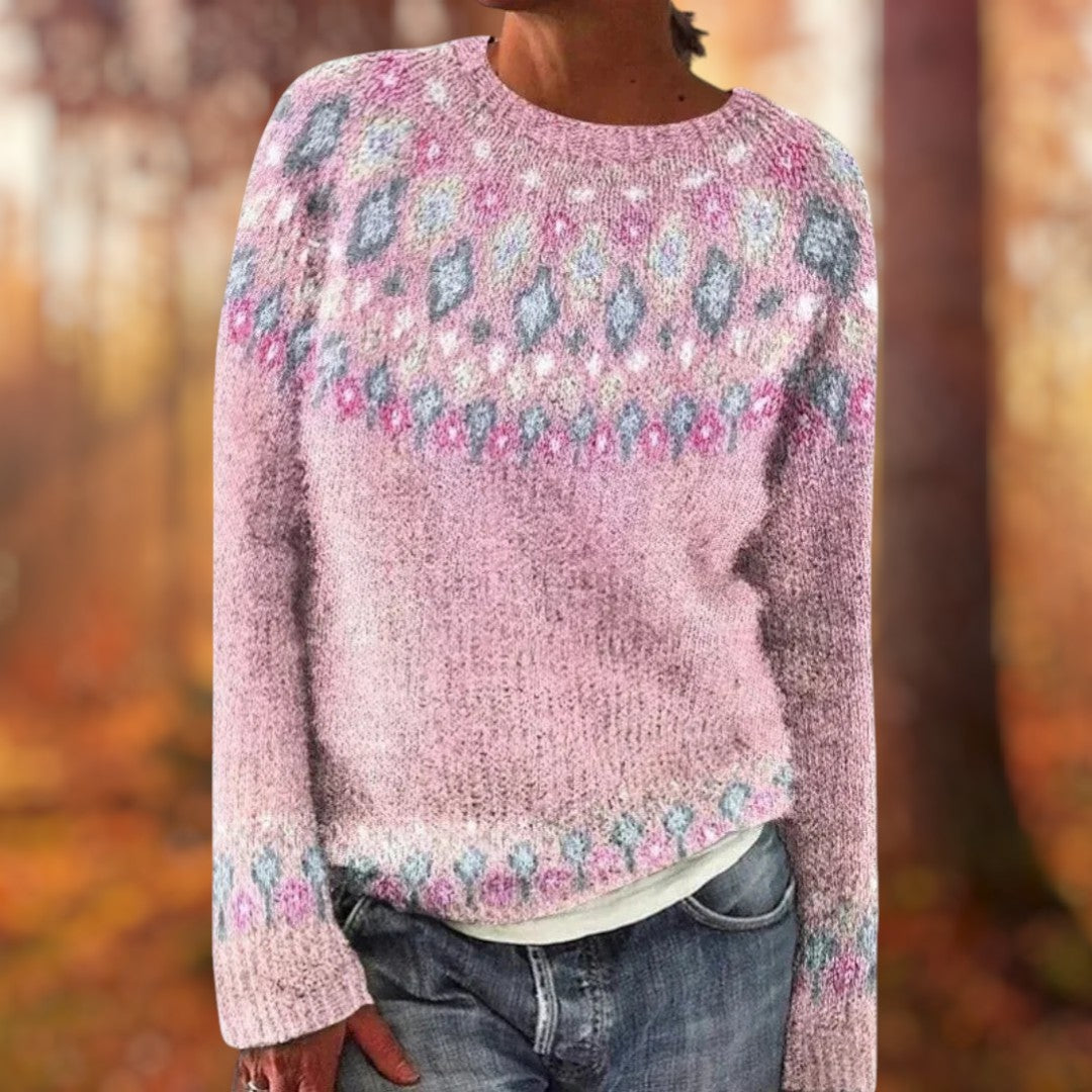 Elizabeth - Soft Knit Sweater with Traditional Woven Shoulder Detail